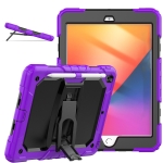 Shockproof Colorful Silica Gel + PC Protective Case with Holder & Shoulder Strap For iPad 10.2 2019 / 2020(Purple)