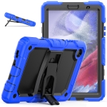 Shockproof Colorful Silica Gel + PC Protective Case with Holder & Shoulder Strap For Samsung Galaxy A7 Lite T220 / T225(Dark Blue)