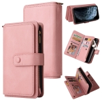 Skin Feel PU + TPU Horizontal Flip Leather Case with Holder & 15 Cards Slot & Wallet & Zipper Pocket & Lanyard For iPhone 11 Pro(Pink)