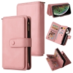 Skin Feel PU + TPU Horizontal Flip Leather Case with Holder & 15 Cards Slot & Wallet & Zipper Pocket & Lanyard For iPhone XS Max(Pink)