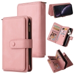 Skin Feel PU + TPU Horizontal Flip Leather Case with Holder & 15 Cards Slot & Wallet & Zipper Pocket & Lanyard For iPhone XR(Pink)