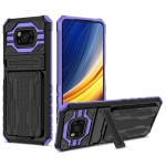 For Xiaomi Poco X3 Armor Card PC + TPU Shockproof Case with Card Slot & Invisible Holder(Purple)