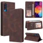 For Samsung Galaxy A50 Simple Suction Closure Horizontal Flip Leather Case with Holder & Card Slot & Wallet(Brown)
