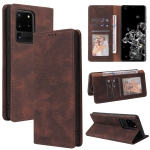 For Samsung Galaxy Note20 Ultra Simple Suction Closure Horizontal Flip Leather Case with Holder & Card Slot & Wallet(Brown)