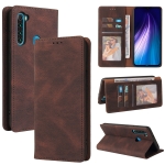 For Xiaomi Redmi Note 8 Simple Suction Closure Horizontal Flip Leather Case with Holder & Card Slot & Wallet(Brown)