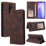 For Xiaomi Redmi Note 8 Pro Simple Suction Closure Horizontal Flip Leather Case with Holder & Card Slot & Wallet(Brown)