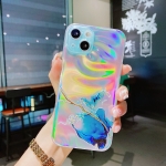 Laser Marble Pattern Clear TPU Shockproof Protective Case For iPhone 13 mini(Blue)