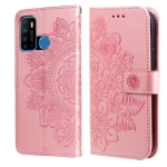 For Infinix Hot 9 / Note 7 Lite 7-petal Flowers Embossing Pattern Horizontal Flip PU Leather Case with Holder & Card Slots & Wallet & Photo Frame(Rose Gold)