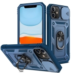 Sliding Camera Cover Design TPU + PC Protective Case with 360 Degree Rotating Holder & Card Slot For iPhone 11(Blue+Blue)