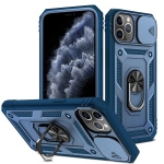 Sliding Camera Cover Design TPU + PC Protective Case with 360 Degree Rotating Holder & Card Slot For iPhone 11 Pro Max(Blue+Blue)