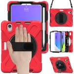 Silicone + PC Protective Case with Holder & Shoulder Strap For iPad mini 6(Red)