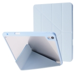 Deformation Transparent Acrylic Horizontal Flip PU Leather Case with Multi-folding Holder & Sleep / Wake-up Function & Pen Slot For iPad Air 2020 10.9(Baby Blue)