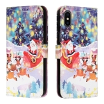 Silk Texture Christmas Painted Pattern Horizontal Flip Leather Case with Holder & Card Slots & Wallet & Photo Frame For iPhone XS Max(Gifts Santa Claus)