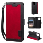 Retro Splicing Horizontal Flip Leather Case with Card Slots & Holder & Wallet For iPhone 13 Pro Max(Red)