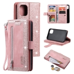 Nine Card Zipper Bag Horizontal Flip Leather Case With Holder & Card Slots & Photo Frame & Wallet For iPhone 13(Pink)