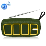 NewRixing NR-5018FM Outdoor Portable Bluetooth Speaker with Antenna, Support Hands-free Call / TF Card / FM / U Disk(Green+Yellow)