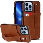Crazy Horse Texture Shockproof TPU + PU Leather Case with Card Slot & Wrist Strap Holder For iPhone 13 Pro Max(Brown)