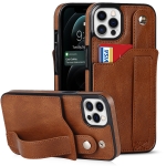 Crazy Horse Texture Shockproof TPU + PU Leather Case with Card Slot & Wrist Strap Holder For iPhone 12 Pro Max(Brown)