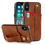 Crazy Horse Texture Shockproof TPU + PU Leather Case with Card Slot & Wrist Strap Holder For iPhone X / XS(Brown)