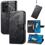 For ZTE Nubia Z30 Pro Butterfly Love Flower Embossed Horizontal Flip Leather Case with Holder & Card Slots & Wallet & Lanyard(Black)