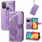 For Alcatel 1S 2021 Butterfly Love Flower Embossed Horizontal Flip Leather Case with Holder & Card Slots & Wallet & Lanyard(Light Purple)