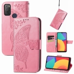 For Alcatel 1S 2021 Butterfly Love Flower Embossed Horizontal Flip Leather Case with Holder & Card Slots & Wallet & Lanyard(Pink)