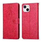 Beauty Girl Embossing Pattern Horizontal Flip Leather Case with Holder & Card Slot & Wallet & Photo Frame For iPhone 13 mini(Red)
