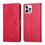 Beauty Girl Embossing Pattern Horizontal Flip Leather Case with Holder & Card Slot & Wallet & Photo Frame For iPhone 13 Pro(Red)
