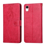 Beauty Girl Embossing Pattern Horizontal Flip Leather Case with Holder & Card Slot & Wallet & Photo Frame For iPhone XR(Red)