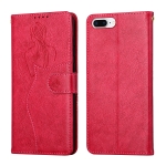 Beauty Girl Embossing Pattern Horizontal Flip Leather Case with Holder & Card Slot & Wallet & Photo Frame For iPhone 8 Plus / 7 Plus(Red)
