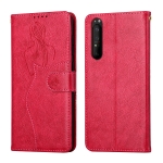 For Sony Xperia 1 II Beauty Girl Embossing Pattern Horizontal Flip Leather Case with Holder & Card Slot & Wallet & Photo Frame(Red)
