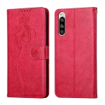 For Sony Xperia 5 Beauty Girl Embossing Pattern Horizontal Flip Leather Case with Holder & Card Slot & Wallet & Photo Frame(Red)