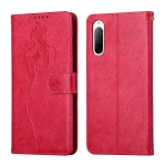 For Sony Xperia 10 III Beauty Girl Embossing Pattern Horizontal Flip Leather Case with Holder & Card Slot & Wallet & Photo Frame(Red)