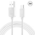 HAWEEL 3m USB-C / Type-C to USB 2.0 Data & Charging Cable (White)