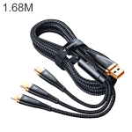 TORRAS 3A USB-A to USB-C / Type-C to 8 Pin + USB-C / Type-C + Micro USB 3 in 1 Fast Charge Data Cable, Length: 1.68m(Black)
