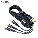 TORRAS 5A USB-A to USB-C / Type-C to 8 Pin + USB-C / Type-C + Micro USB 3 in 1 Fast Charge Data Cable, Length: 1.68m(Black)