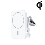 W-987 Magnetic Suction 15W Wireless Charger Car Air Outlet Bracket for iPhone 12 Series and other Smart Phones(White)