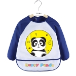 2 PCS Baby Eating Gown Children Waterproof Apron, Colour: Long-sleeved Panda(90cm)