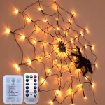 LED Spider Web Lamp with Remote Control Halloween Atmosphere Decoration Props, Power: Battery Box
