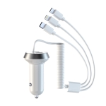 R3XK 1 In 3 Digital Display Car Charger QC3.0 Fast Charging Multifunctional Cigarette Lighter, Model: 17w(White)