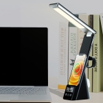 N61 3 in 1 Wireless Charger Folding Eye Protection Desk Lamp with Clock & Alarm Function(Black)