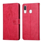 For Samsung Galaxy A40 Beauty Girl Embossing Pattern Horizontal Flip Leather Case with Holder & Card Slot & Wallet & Photo Frame(Red)