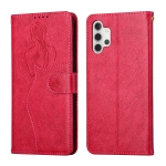 For Samsung Galaxy A32 4G Beauty Girl Embossing Pattern Horizontal Flip Leather Case with Holder & Card Slot & Wallet & Photo Frame(Red)