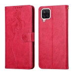 For Samsung Galaxy A22 4G Beauty Girl Embossing Pattern Horizontal Flip Leather Case with Holder & Card Slot & Wallet & Photo Frame(Red)