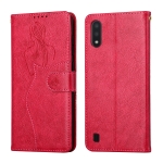 For Samsung Galaxy A10 / M10 Beauty Girl Embossing Pattern Horizontal Flip Leather Case with Holder & Card Slot & Wallet & Photo Frame(Red)