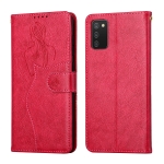 For Samsung Galaxy A03s Beauty Girl Embossing Pattern Horizontal Flip Leather Case with Holder & Card Slot & Wallet & Photo Frame(Red)