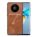 For Huawei Mate 40 Litchi Texture Silicone + PC + PU Leather Back Cover Shockproof Case with Card Slot(Brown)