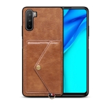For Huawei Mate 40 Lite Litchi Texture Silicone + PC + PU Leather Back Cover Shockproof Case with Card Slot(Brown)