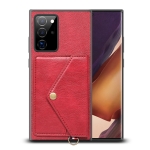 For Samsung Galaxy Note20 Ultra Litchi Texture Silicone + PC + PU Leather Back Cover Shockproof Case with Card Slot(Red)
