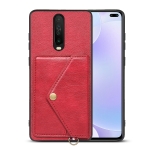 For Xiaomi Redmi K30 Litchi Texture Silicone + PC + PU Leather Back Cover Shockproof Case with Card Slot(Red)